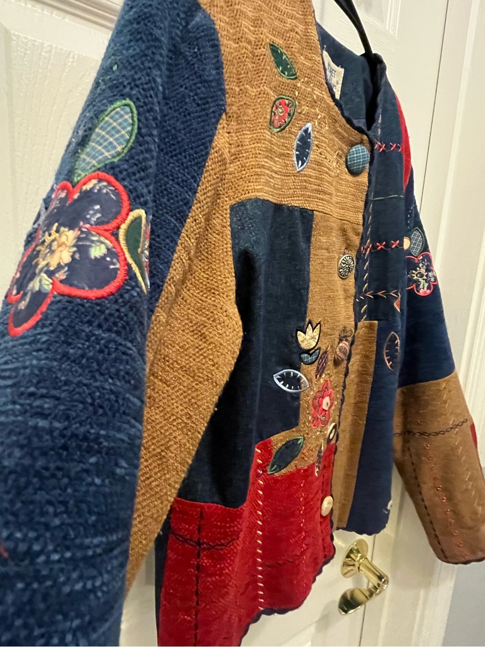 Vintage KORET City Blues 90s Artsy Patchwork Embroidered Statement Jacket - Picture 11 of 16